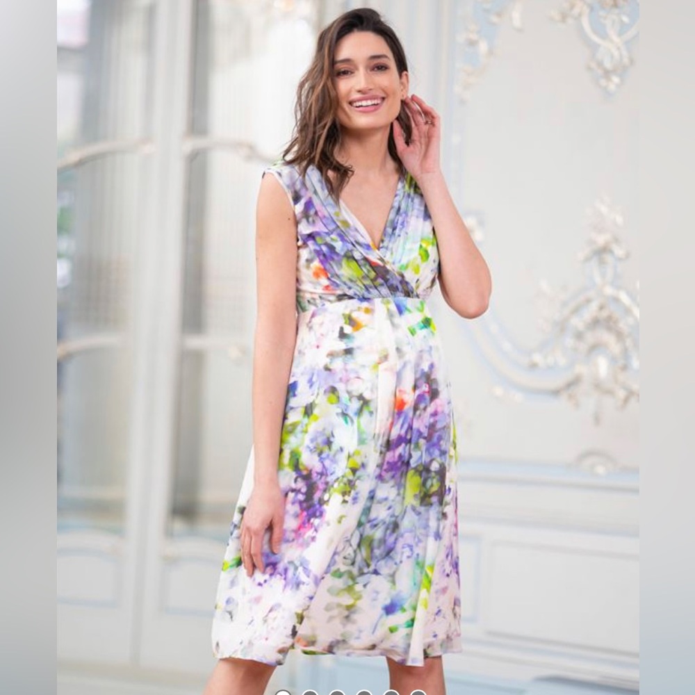 Seraphine NWT silk floral maternity dress size 8